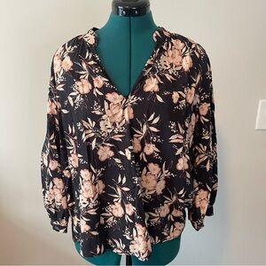 Evereve Floral Popover Blouse size large